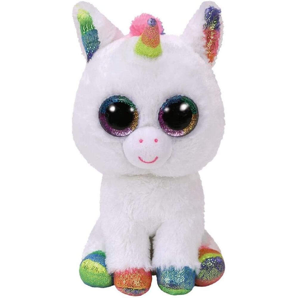 TY Beanie Boos PIXY Plush Rainbow Glitter and White Unicorn 6" NEW